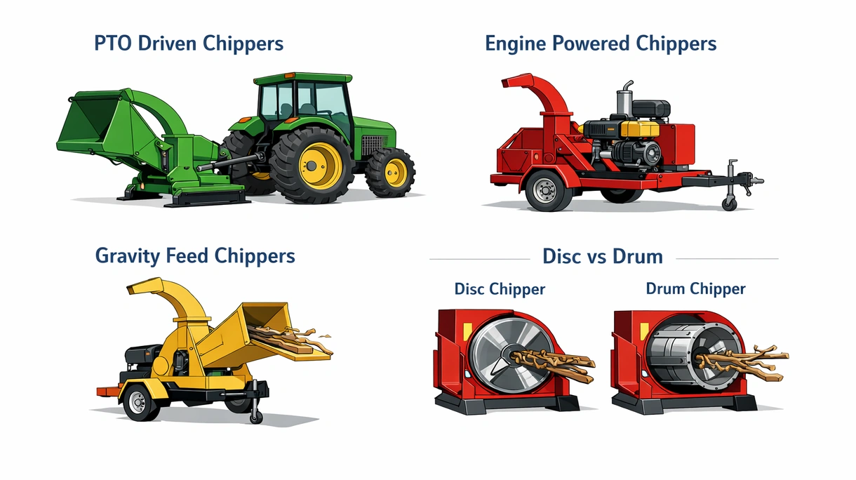 高产能林业生物质处理设备上硬化钢粉碎刀片和液压进料辊的详细视图。