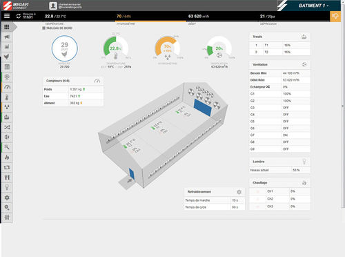 禽舍气候环境控制器 - MEGAVI CONNECT - SODALEC DISTRIBUTION - 温度 / 通风 / 触摸屏
