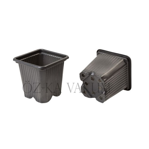 塑料花盆 - S88 - ÖZ-KA VAKUM PLASTİK AMBALAJ VE MAKİNA KALIP SAN.TİC.LTD.ŞTİ. - 正方形 / 可回收 / 黑色
