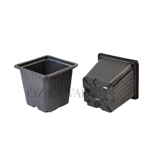 塑料花盆 - S98 - ÖZ-KA VAKUM PLASTİK AMBALAJ VE MAKİNA KALIP SAN.TİC.LTD.ŞTİ. - 正方形 / 黑色
