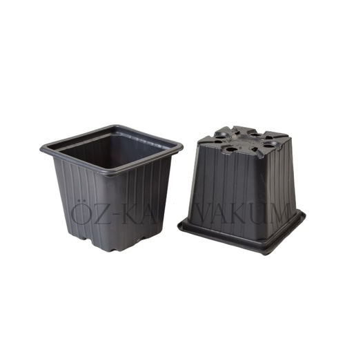 塑料花盆 - S910 - ÖZ-KA VAKUM PLASTİK AMBALAJ VE MAKİNA KALIP SAN.TİC.LTD.ŞTİ. - 正方形 / 黑色