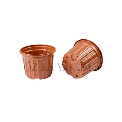 塑料花盆 - S13DK - ÖZ-KA VAKUM PLASTİK AMBALAJ VE MAKİNA KALIP SAN.TİC.LTD.ŞTİ. - 圆形 / 可回收 / 棕色