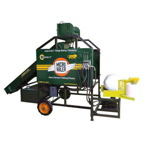 圆秸秆压缩机 - Micro Baler - Cornext Agri Products Pvt. Ltd. - 固定腔室 / 草捆包膜机 / 青贮