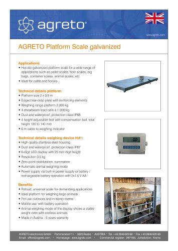AGRETO Platform Scale galvanized