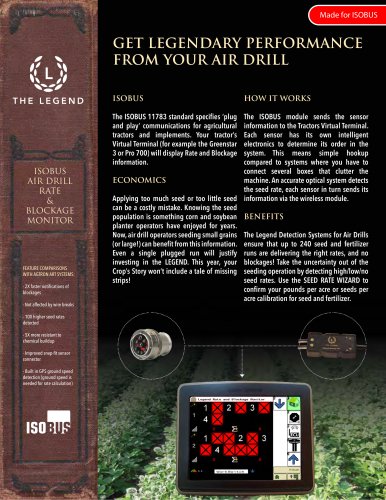 THE LEGEND ISOBUS Air Drill Rate & Blockage Monitor