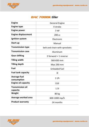 DAC 7000K tiller