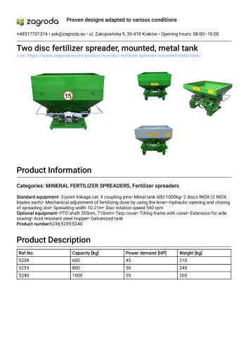 Double-disc fertilizer spreader 5238