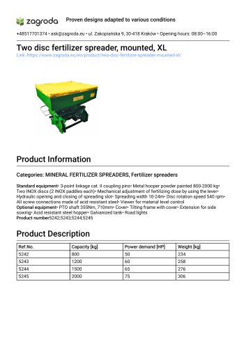 Mounted fertilizer spreader 5242