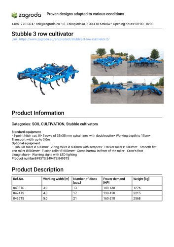 Mounted field cultivator 8493TS