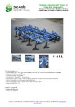 Stubble cultivator with 2 rows of tines with wing coulter