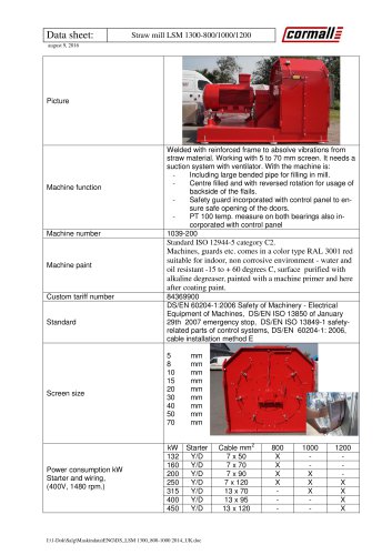 Straw mill LSM 1300-800/1000/1200