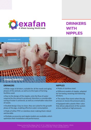 Sheet - Drinkers and nipples for pigs