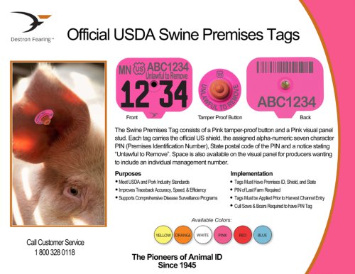 Official USDA Swine Premises Tags