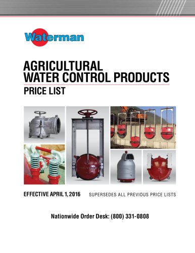 AGRICULTURAL WATER CONTROL PRODUCTS PRICE LIST