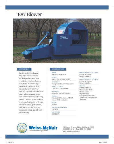 B87 Blower Specifications