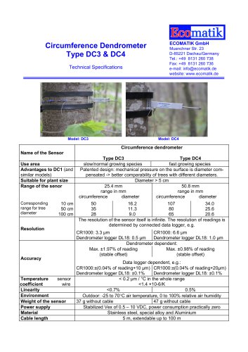 Circumference Dendrometer Type DC3 & DC4