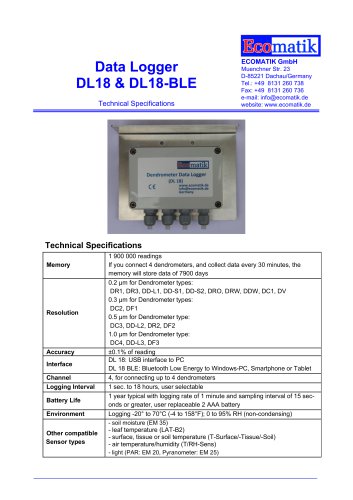 Data Logger DL18 & DL18-BLE