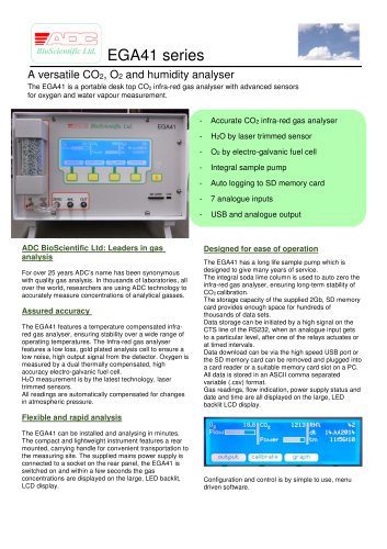 EGA41 Bench Top CO2, H2O & O2 Analyser