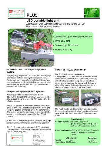 PLU5 LED light unit for use with LCi-SD portable photosynthesis systems