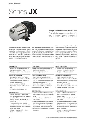 Stainless steel self priming pumps series JX