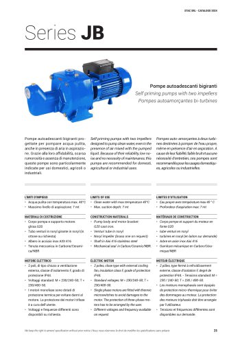Two impeller self priming pumps series JB