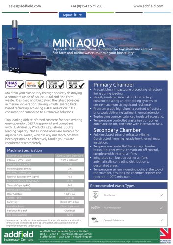 Addfield Mini AQUA Waste Incinerator Datasheet AI