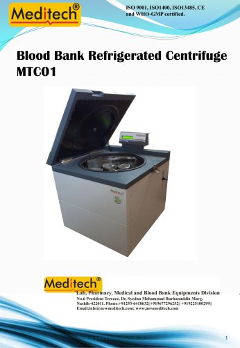 Blood  bank refrigerated centrifuge MTC01