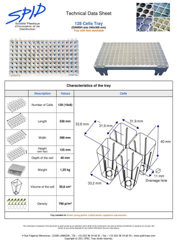 128 cells tray