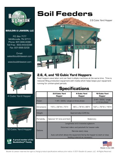 2.6, 4, and 10 Cubic Yard Hoppers