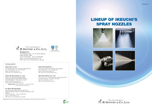 LINEUP OF IKEUCHI'S SPRAY NOZZLES SN090124-5E