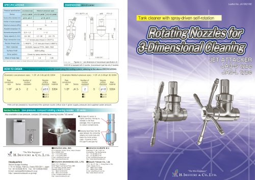 Rotating Nozzles for 3-Dimensional Cleaning - JA3-S, JA3-L series
