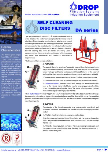 Series DA - Self cleaning disc filters