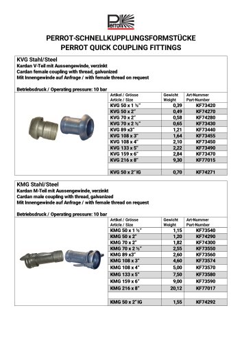 PERROT QUICK COUPLING FITTINGS KVG - KMG