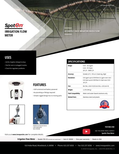 SPOTON® IRRIGATION FLOW METER & NOZZLE BOOT