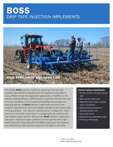 Boss drip tape injection implements