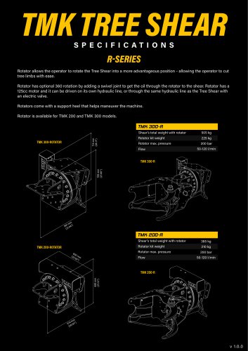 Tree Shear rotator spec sheet