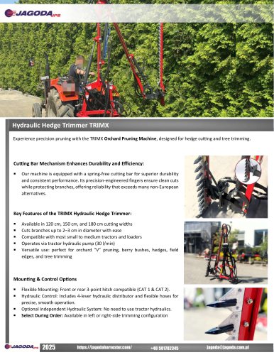 Catalog Hydraulic Hedge Trimmer TrimX JAGODA JPS 25