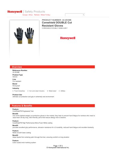 Coreshield DOUBLE Cut Resistant Gloves