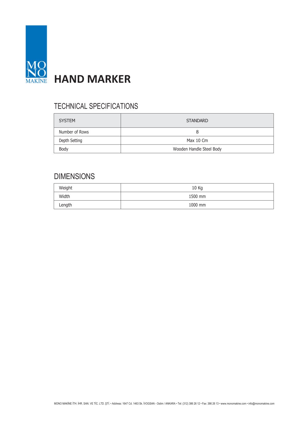 HAND MARKER - MONO MAKİNE
