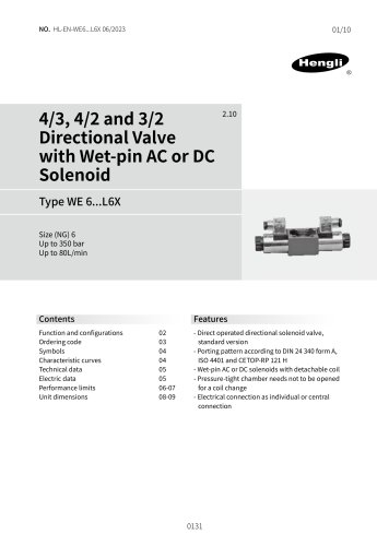 4/3, 4/2 and 3/2 Directional Valve with Wet-pin AC or DC Solenoid