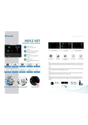 DAWEI HD12-VET Multi-Parameter Patient Monitor