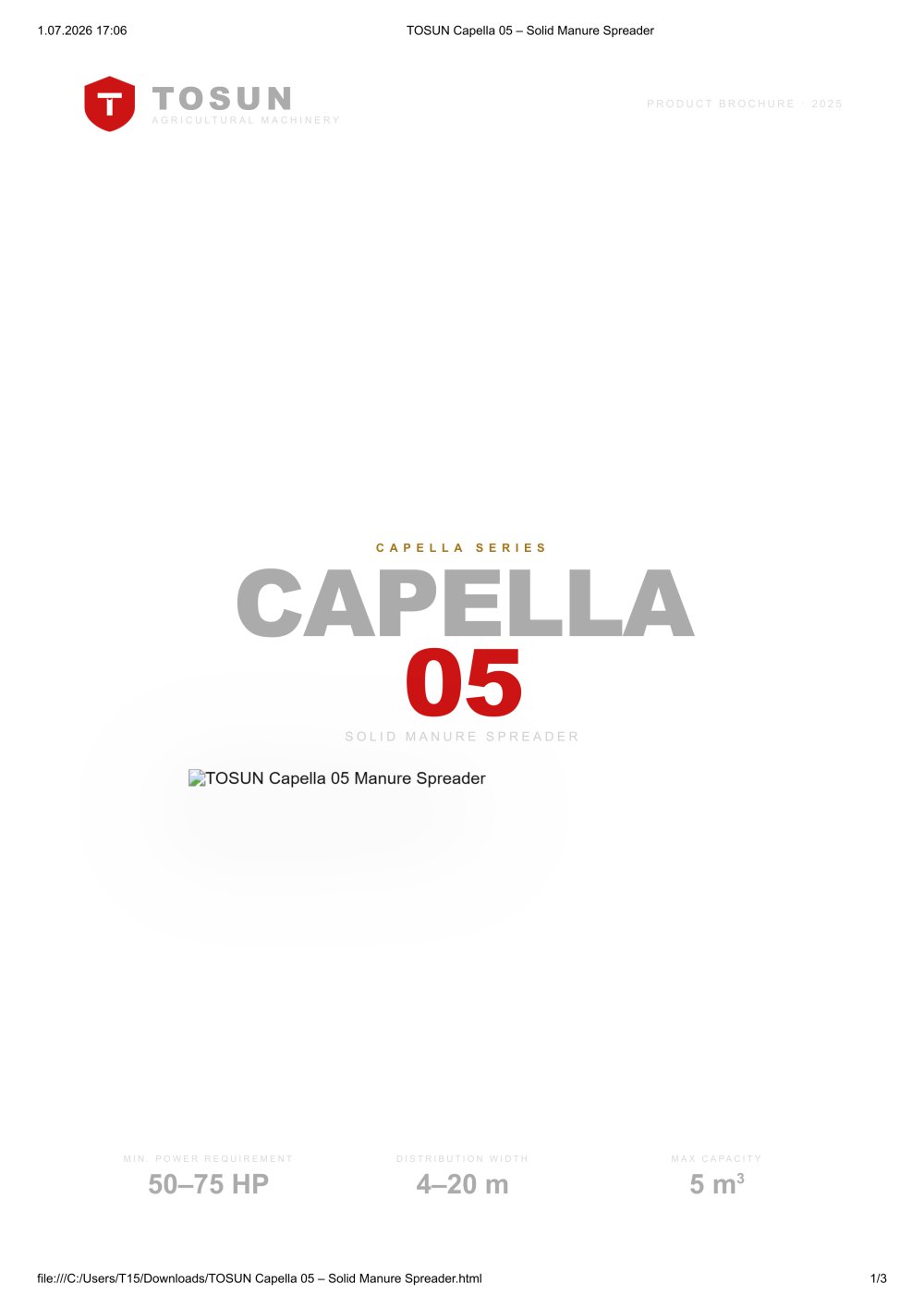CAPELLA 5 TONS MANURE SPREADER - TOSUN