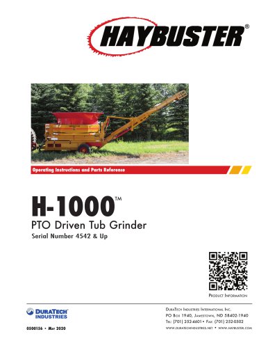 H-1000    TM  PTO Driven Tub Grinder