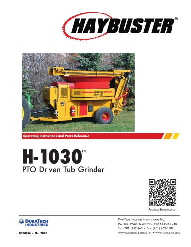 H-1030    TM  PTO Driven Tub Grinder