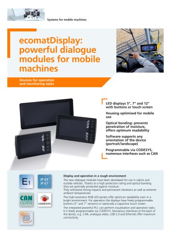 ecomatDisplay: powerful dialogue modules for mobile machines