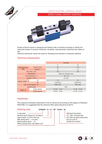 VINCKE INDUSTRIAL HYDRAULIC VALVES