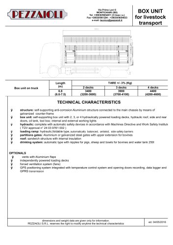 BOX UNIT for livestock transport