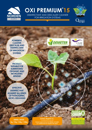 OXIPREMIUM 15® Descaler and Disinfectants for irrigation systems