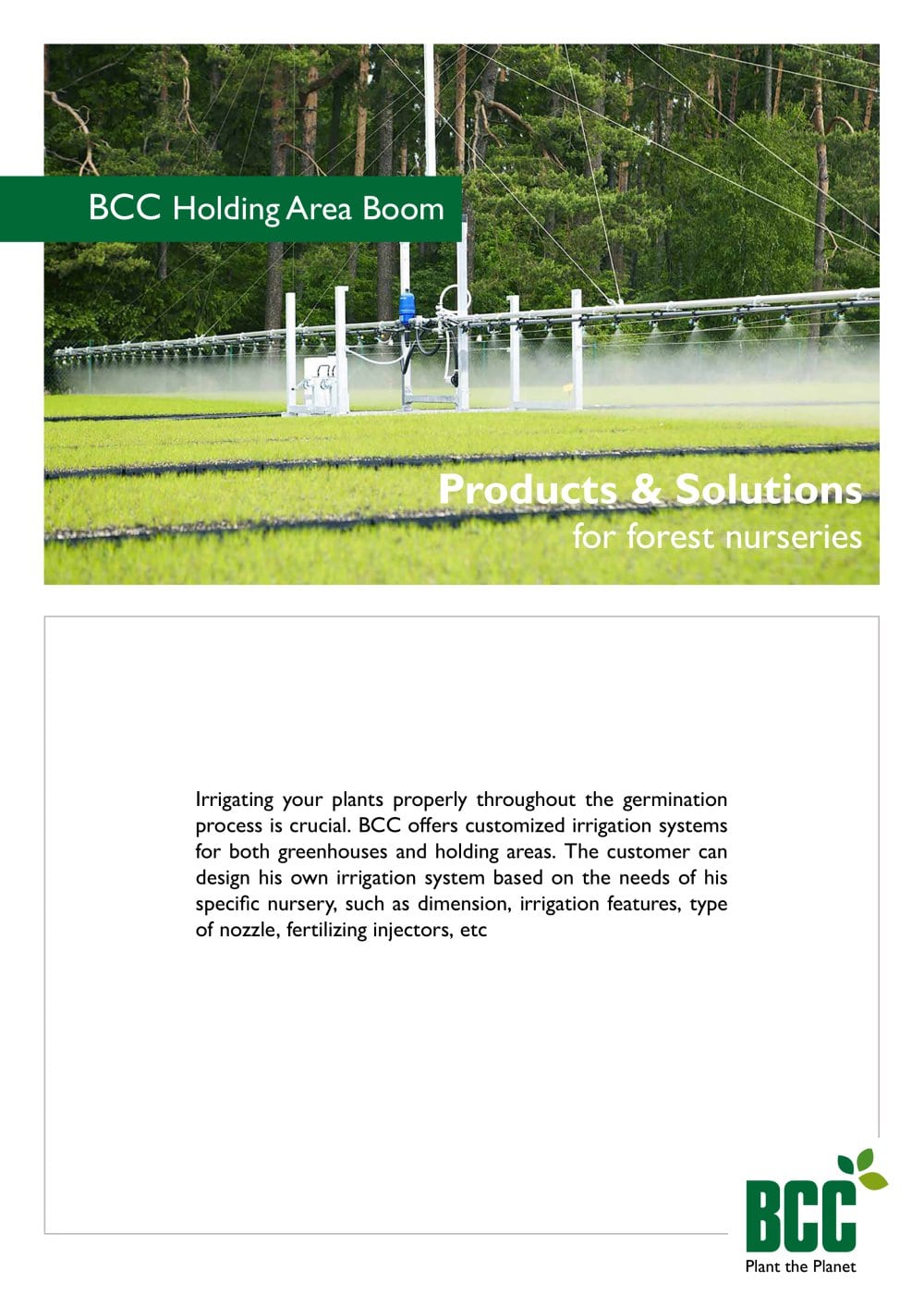 Holding Area Irrigation Booms - BCC FiberCell