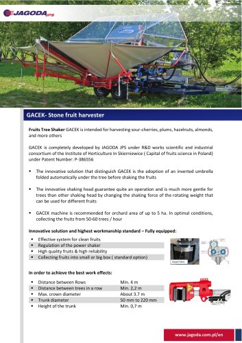 GACEK- Stone fruit harvester